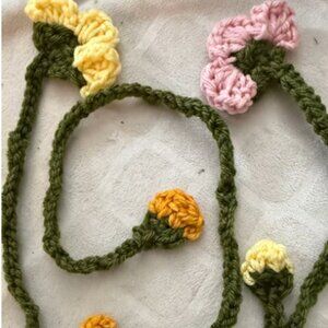 Crochet Handmade Flower Bookmark set of three